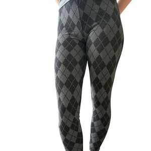 Gray Argyle Patterned Women's Leggings